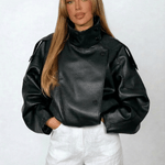 Velira Felicia | Oversized High-Neck Faux Leather Jacket Felicia | Per didelis aukštas kaklas dirbtinės odos švarkas