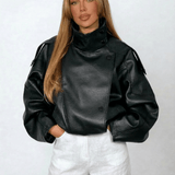 Velira Felicia | Oversized High-Neck Faux Leather Jacket Felicia | Per didelis aukštas kaklas dirbtinės odos švarkas