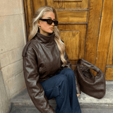 Velira Felicia | Oversized High-Neck Faux Leather Jacket Felicia | Per didelis aukštas kaklas dirbtinės odos švarkas