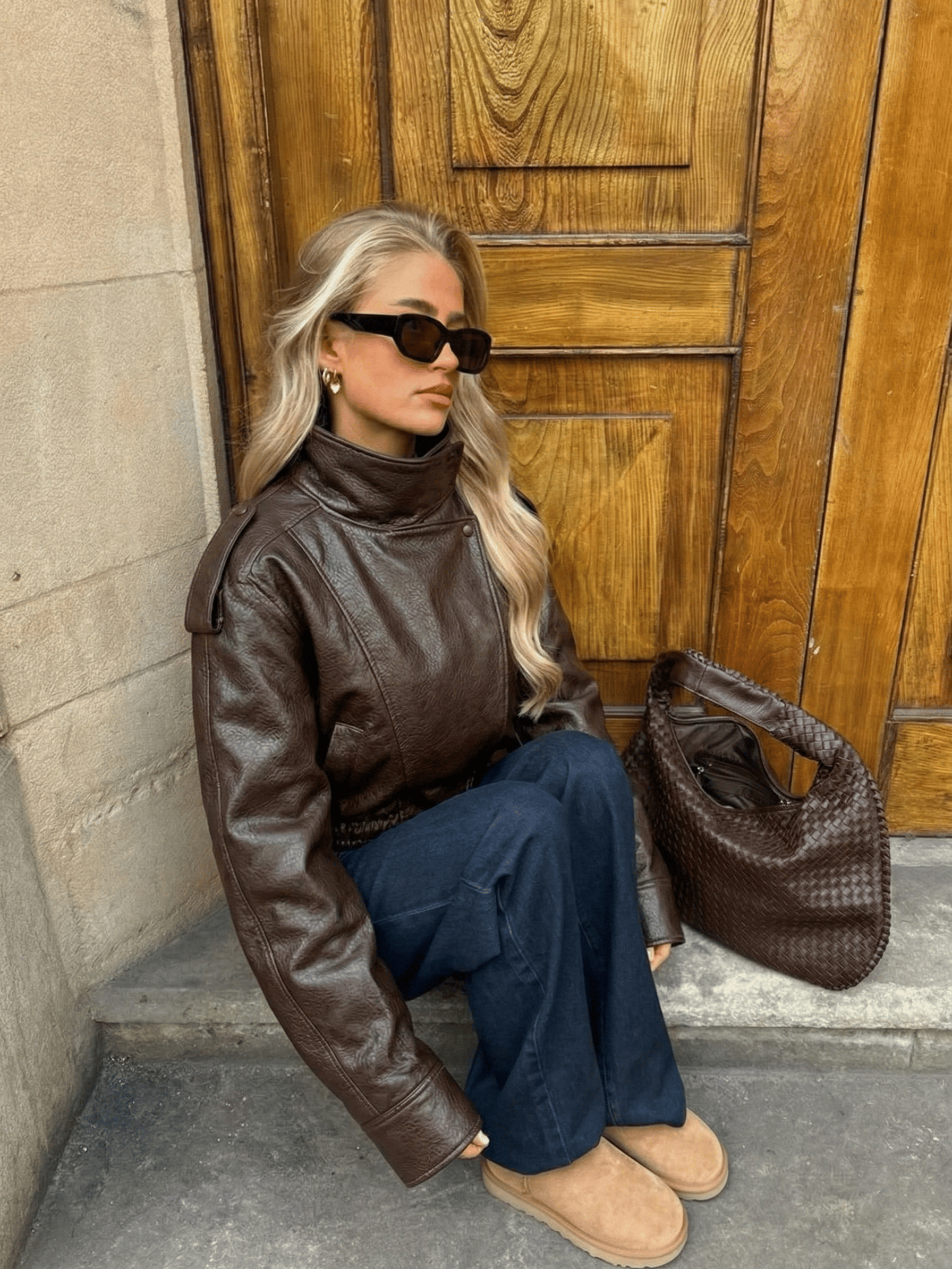 Velira Felicia | Oversized High-Neck Faux Leather Jacket Felicia | Per didelis aukštas kaklas dirbtinės odos švarkas