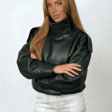 Velira Felicia | Oversized High-Neck Faux Leather Jacket Felicia | Per didelis aukštas kaklas dirbtinės odos švarkas
