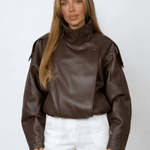 Velira Felicia | Oversized High-Neck Faux Leather Jacket Felicia | Per didelis aukštas kaklas dirbtinės odos švarkas