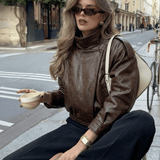 Velira Felicia | Oversized High-Neck Faux Leather Jacket Felicia | Per didelis aukštas kaklas dirbtinės odos švarkas