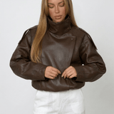 Velira Felicia | Oversized High-Neck Faux Leather Jacket Felicia | Per didelis aukštas kaklas dirbtinės odos švarkas