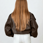 Velira Felicia | Oversized High-Neck Faux Leather Jacket Felicia | Per didelis aukštas kaklas dirbtinės odos švarkas