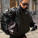 Velira Felicia | Oversized High-Neck Faux Leather Jacket Felicia | Per didelis aukštas kaklas dirbtinės odos švarkas