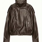 Velira Felicia | Oversized High-Neck Faux Leather Jacket Ruda / XS Felicia | Per didelis aukštas kaklas dirbtinės odos švarkas