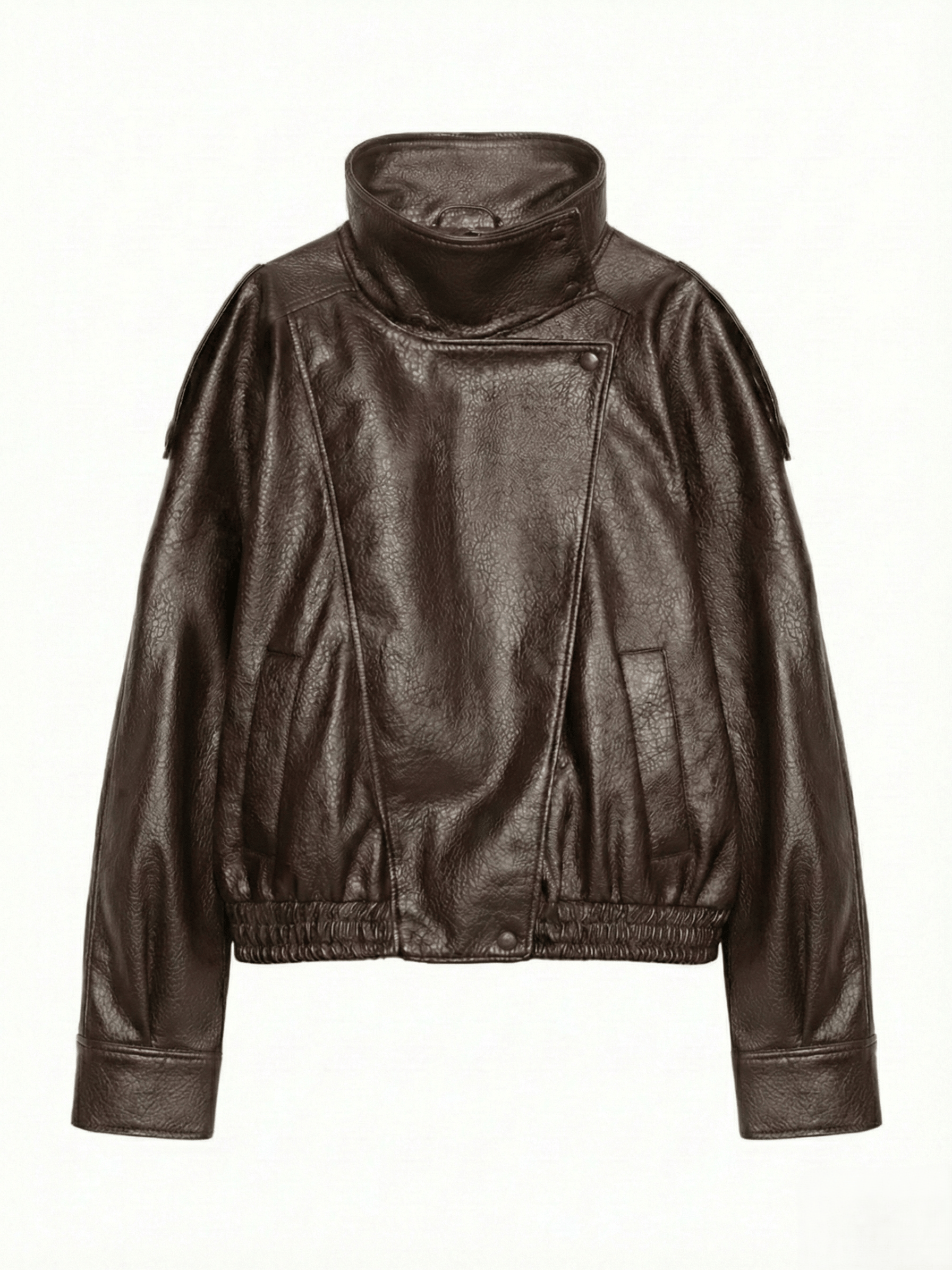 Velira Felicia | Oversized High-Neck Faux Leather Jacket Ruda / XS Felicia | Per didelis aukštas kaklas dirbtinės odos švarkas