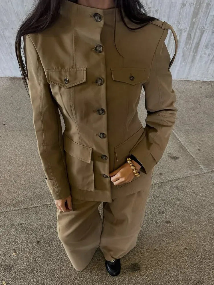 Velira Florence | Structured Button-Up Cotton Jacket Florencija | Struktūrizuota Medvilninė Striukė Su Mygtukais