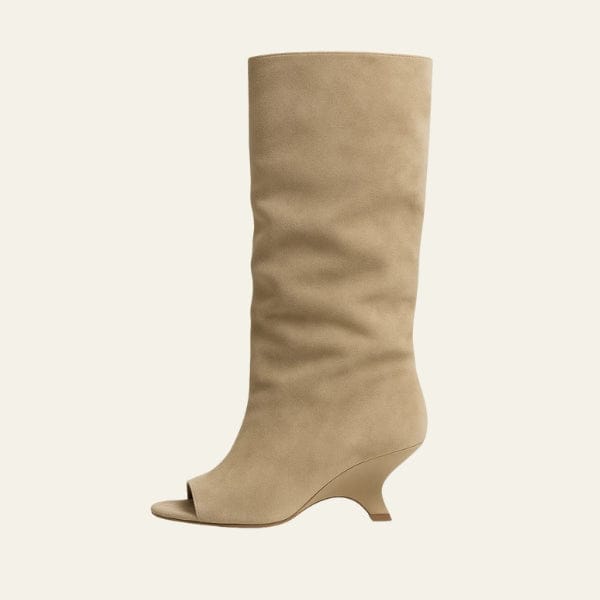 Velira Footwear Women Bežinė / 5.0 Valensijos Suede Peep-Toe Batai