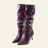 Velira Footwear Women Bordo / 7.0 Verona Gloss Slouch Kelnių Batai
