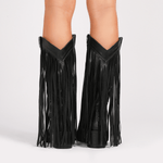 Velira Footwear Women Dakota Fringe Vakarų Kelių Batai