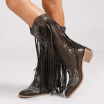 Velira Footwear Women Dakota Fringe Vakarų Kelių Batai