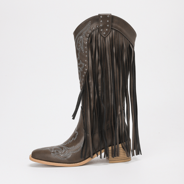 Velira Footwear Women Dakota Fringe Vakarų Kelių Batai