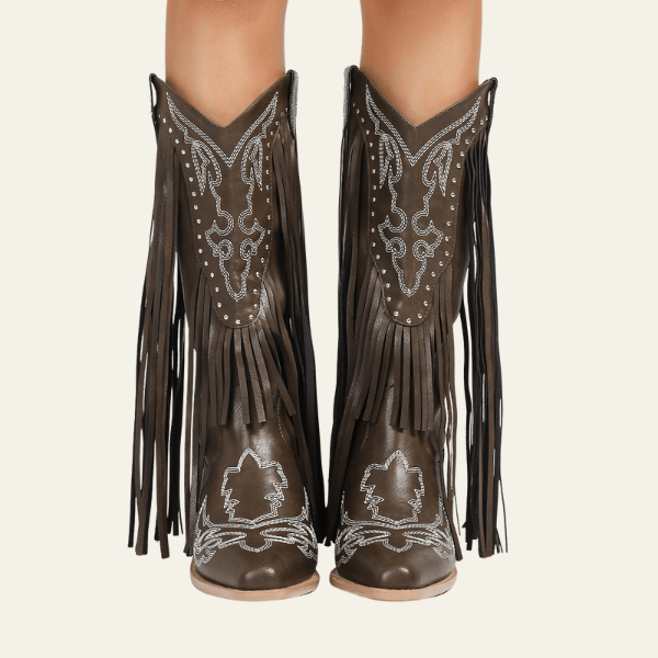Velira Footwear Women Dakota Fringe Vakarų Kelių Batai