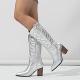 Velira Footwear Women Dakota Metalinės Vakarų Blokinio Kulno Batai