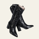 Velira Footwear Women Dakota Metalinės Vakarų Blokinio Kulno Batai