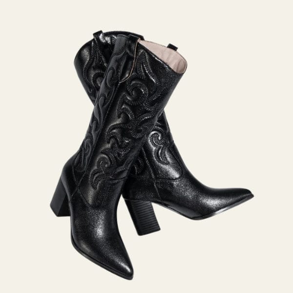 Velira Footwear Women Dakota Metalinės Vakarų Blokinio Kulno Batai