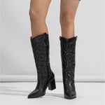 Velira Footwear Women Dakota Metalinės Vakarų Blokinio Kulno Batai