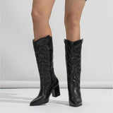 Velira Footwear Women Dakota Metalinės Vakarų Blokinio Kulno Batai