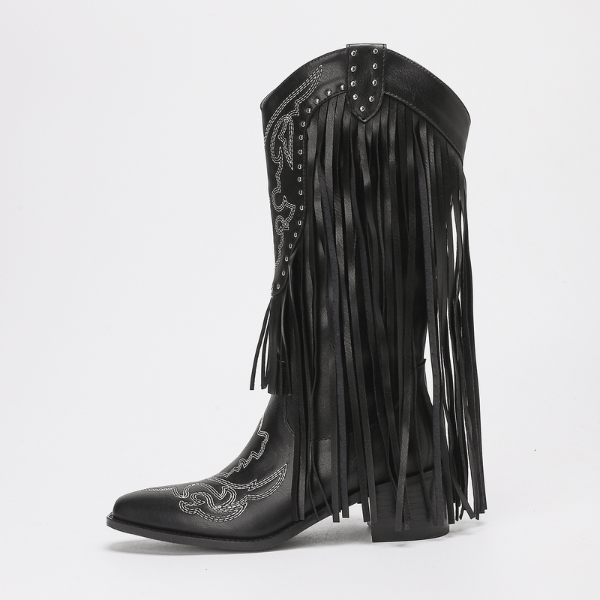 Velira Footwear Women Juoda / 5.0 Dakota Fringe Vakarų Kelių Batai