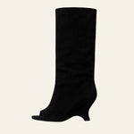 Velira Footwear Women Juoda / 5.0 Valensijos Suede Peep-Toe Batai