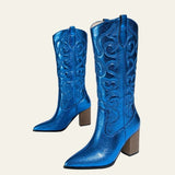 Velira Footwear Women Mėlyna / 5.0 Dakota Metalinės Vakarų Blokinio Kulno Batai