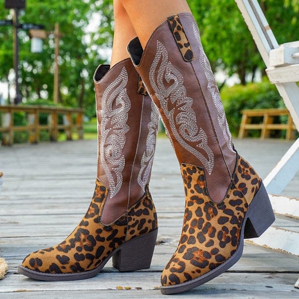 Velira Footwear Women Sedona Vakarų Siuvinėtos Kelių Ilgio Batai