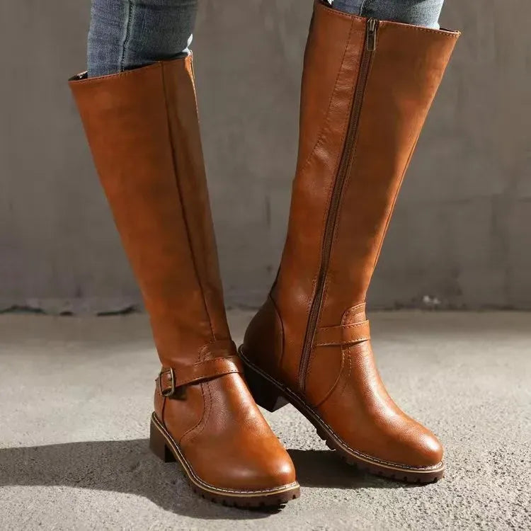 Velira Footwear Women Šviesiai ruda / 5.0 Verona užtrauktuko detalėmis iki kelių batai