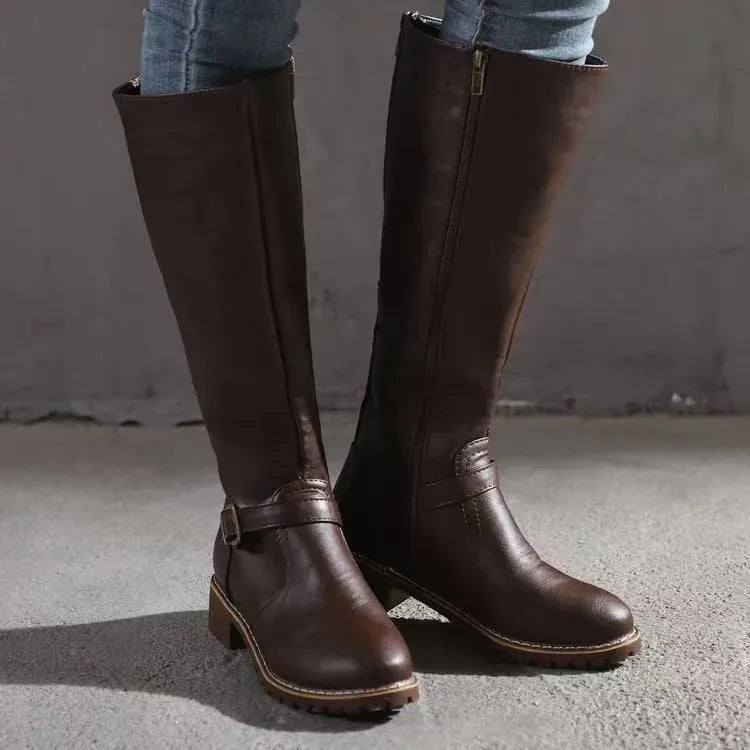 Velira Footwear Women Tamsiai ruda / 5.0 Verona užtrauktuko detalėmis iki kelių batai