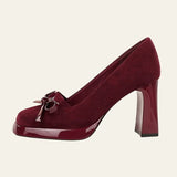 Velira Footwear Women Veronos bateliai su bloko kulnu ir kaspinu