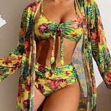 Velira Geltonas / S Paloma™ | Bikini su gėlių sijonu