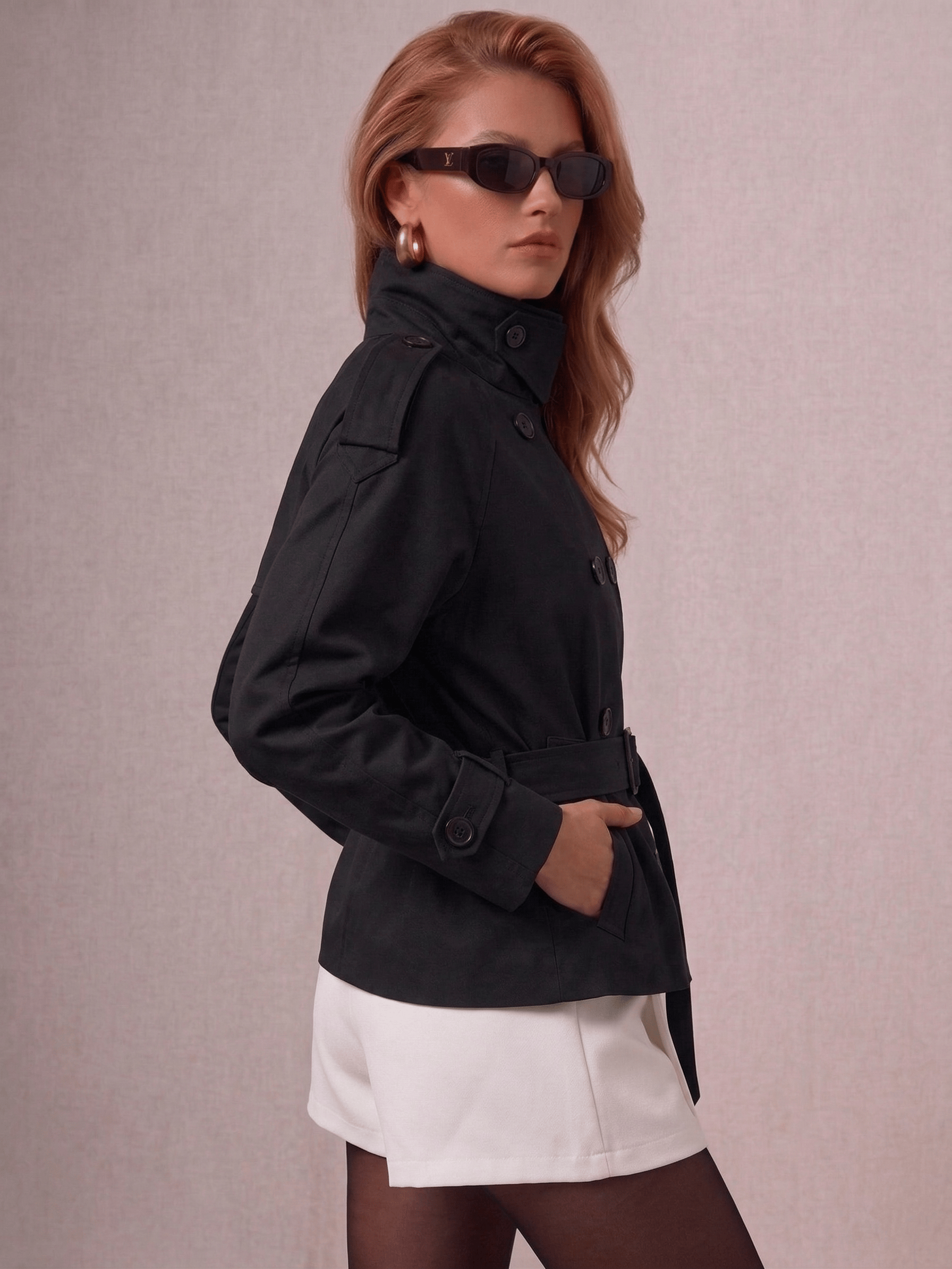 Velira High-Neck Belted Trench Coat | Isabelle Aukštos Kaklo Diržinis Paltas | Izabelė