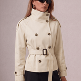 Velira High-Neck Belted Trench Coat | Isabelle Aukštos Kaklo Diržinis Paltas | Izabelė