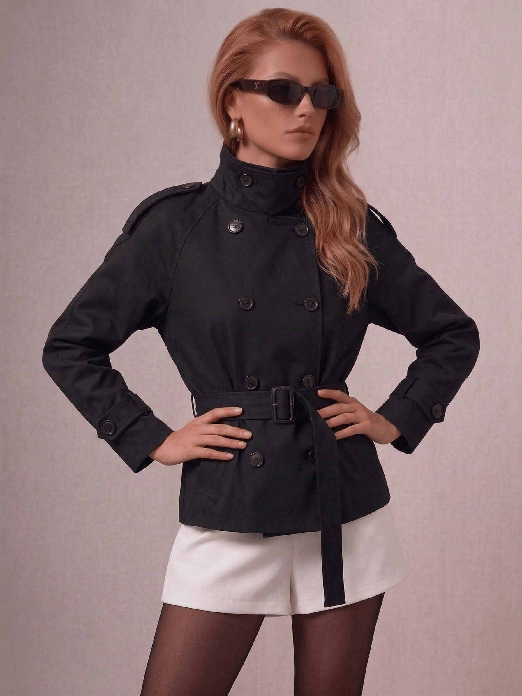Velira High-Neck Belted Trench Coat | Isabelle Aukštos Kaklo Diržinis Paltas | Izabelė