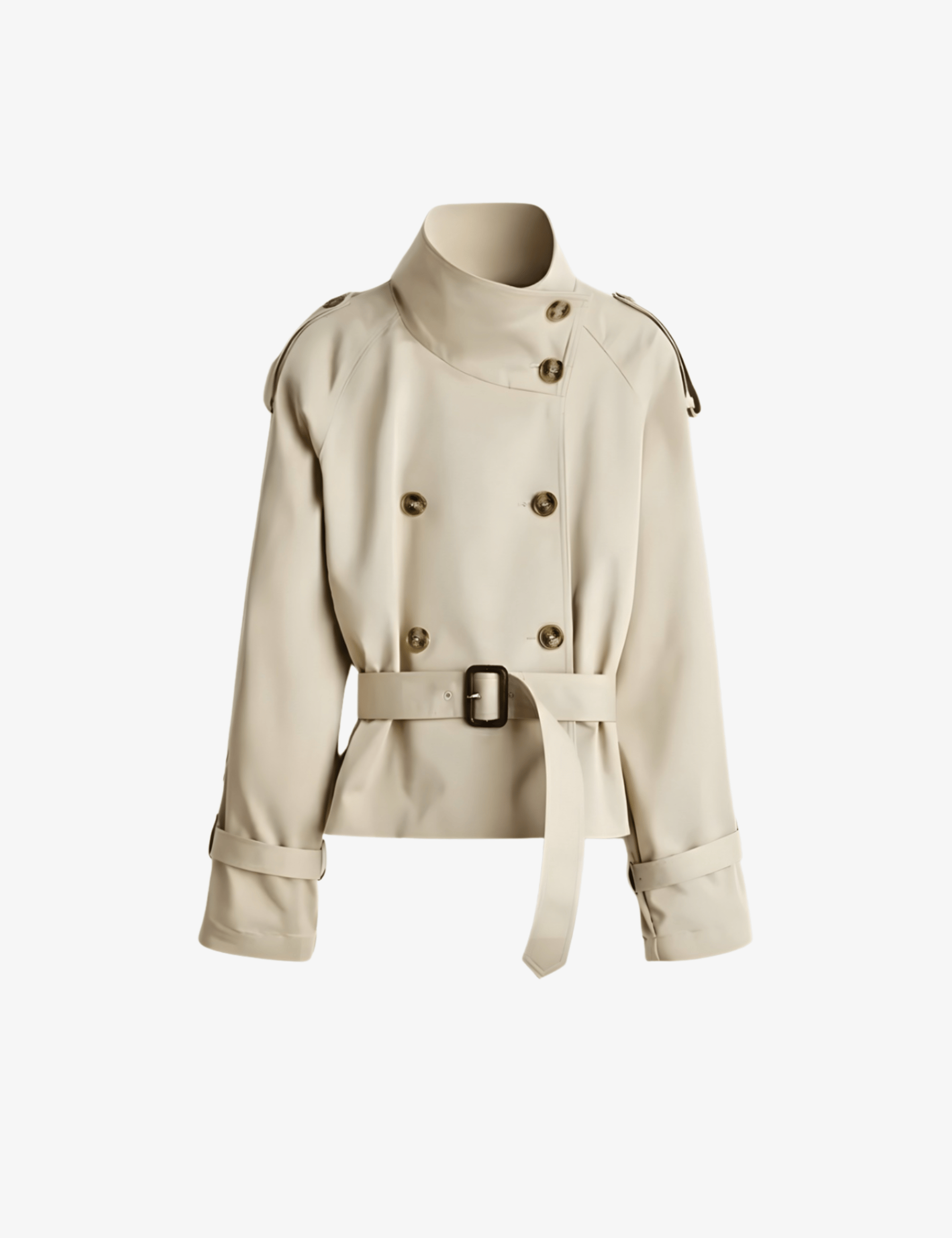 Velira High-Neck Belted Trench Coat | Isabelle Aukštos Kaklo Diržinis Paltas | Izabelė