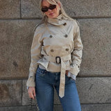 Velira High-Neck Belted Trench Coat | Isabelle Aukštos Kaklo Diržinis Paltas | Izabelė