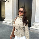 Velira High-Neck Belted Trench Coat | Isabelle Aukštos Kaklo Diržinis Paltas | Izabelė