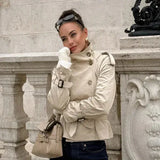 Velira High-Neck Belted Trench Coat | Isabelle Aukštos Kaklo Diržinis Paltas | Izabelė
