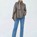 Velira Iris | Cowl Neck Cape Coat for Women Iris | Moteriškas Cape Paltas su Kaklo Apykakle