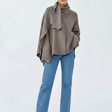 Velira Iris | Cowl Neck Cape Coat for Women Iris | Moteriškas Cape Paltas su Kaklo Apykakle