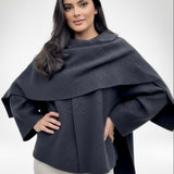 Velira Iris | Cowl Neck Cape Coat for Women Iris | Moteriškas Cape Paltas su Kaklo Apykakle