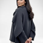 Velira Iris | Cowl Neck Cape Coat for Women Iris | Moteriškas Cape Paltas su Kaklo Apykakle