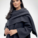 Velira Iris | Cowl Neck Cape Coat for Women Iris | Moteriškas Cape Paltas su Kaklo Apykakle