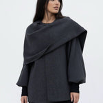 Velira Iris | Cowl Neck Cape Coat for Women Iris | Moteriškas Cape Paltas su Kaklo Apykakle