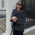 Velira Iris | Cowl Neck Cape Coat for Women Iris | Moteriškas Cape Paltas su Kaklo Apykakle