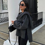 Velira Iris | Cowl Neck Cape Coat for Women Iris | Moteriškas Cape Paltas su Kaklo Apykakle