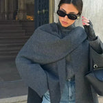Velira Iris | Cowl Neck Cape Coat for Women Iris | Moteriškas Cape Paltas su Kaklo Apykakle