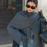 Velira Iris | Cowl Neck Cape Coat for Women Iris | Moteriškas Cape Paltas su Kaklo Apykakle