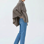 Velira Iris | Cowl Neck Cape Coat for Women Iris | Moteriškas Cape Paltas su Kaklo Apykakle